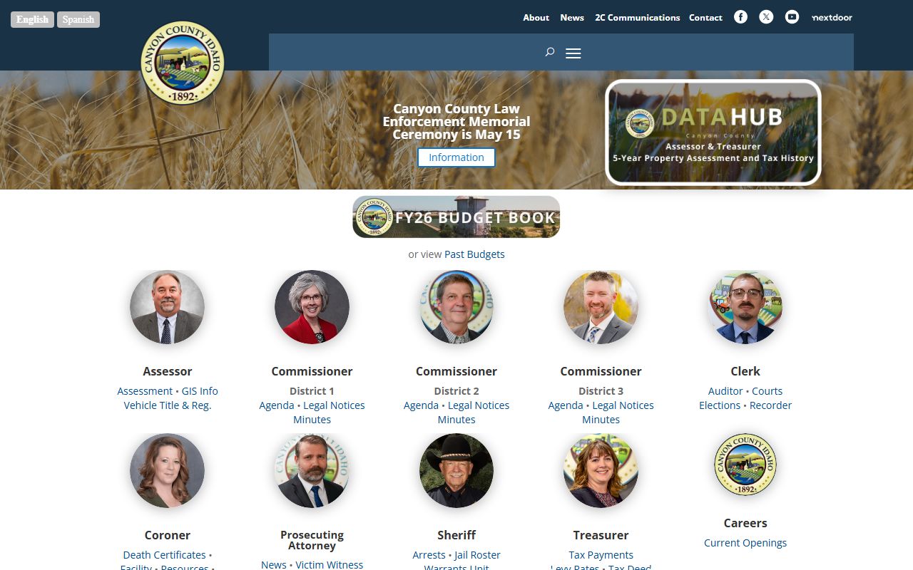 Canyon County official homepage with court services