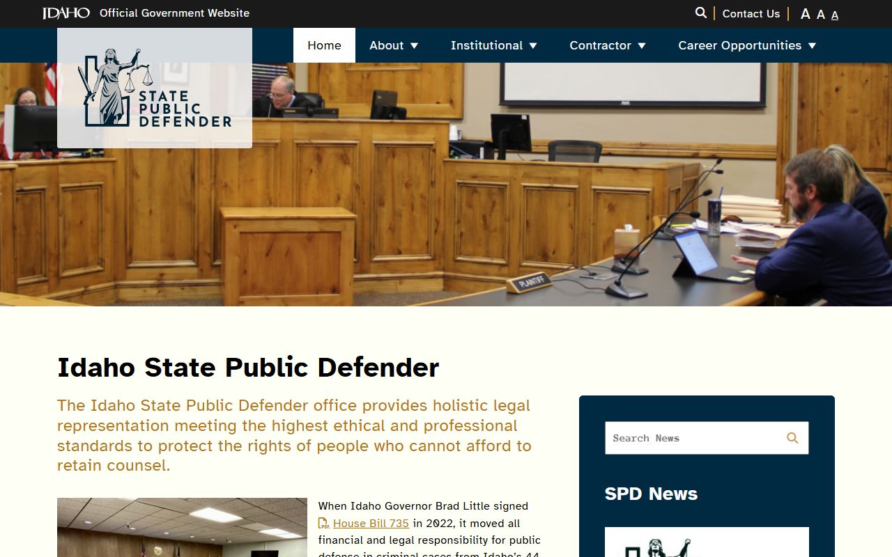 Idaho State Public Defender homepage linked from Canyon County clerk court records