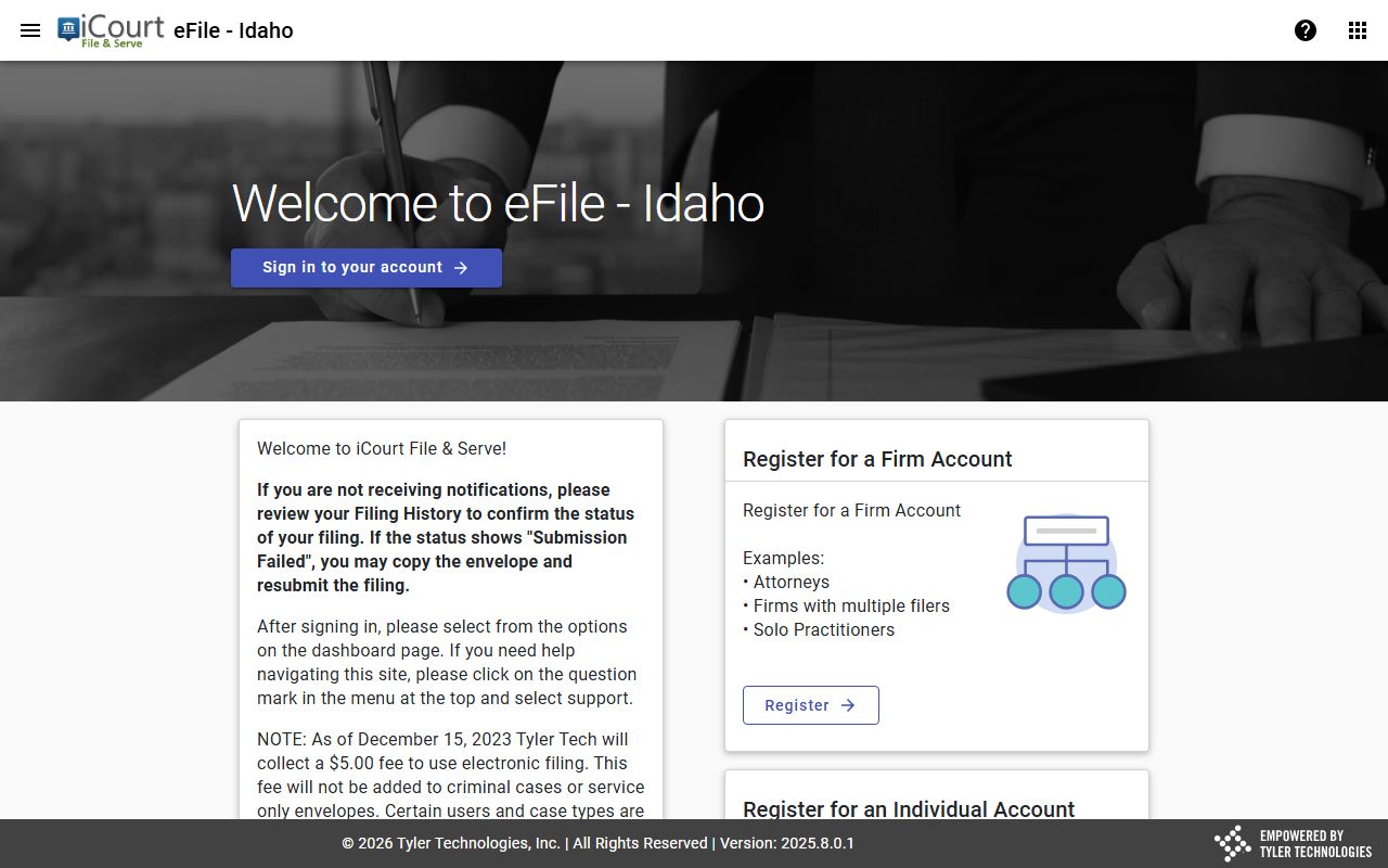 Idaho eFile and Serve used for Canyon County court records