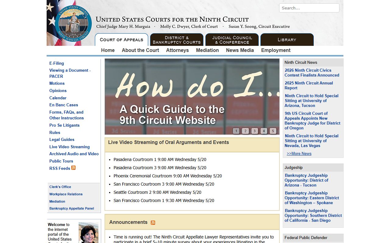 Ninth Circuit Court of Appeals page for federal appeals from Canyon County District Court matters