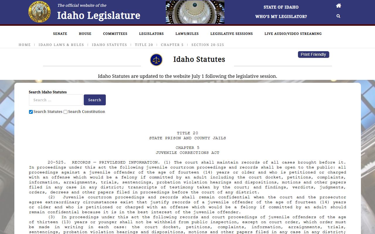 Idaho juvenile record sealing statute applied to Canyon County probate cases