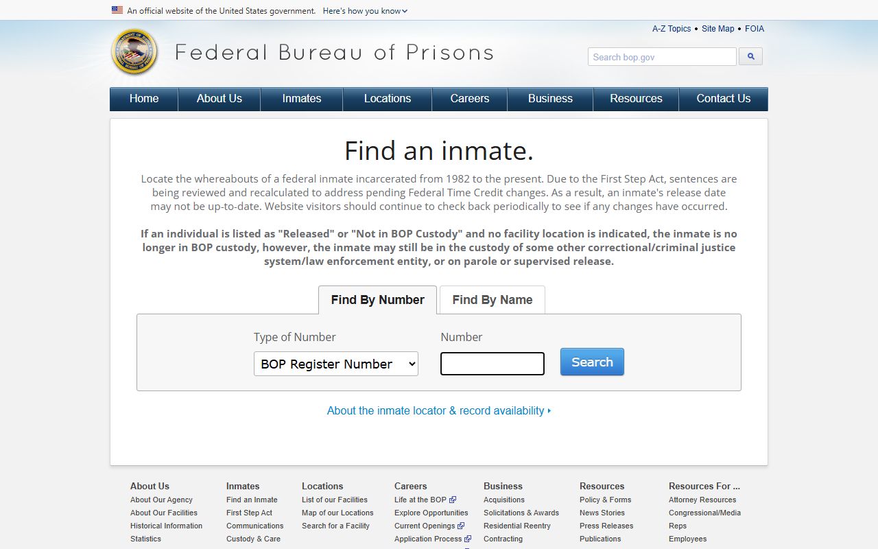 Federal Bureau of Prisons inmate locator used for Canyon County released inmates