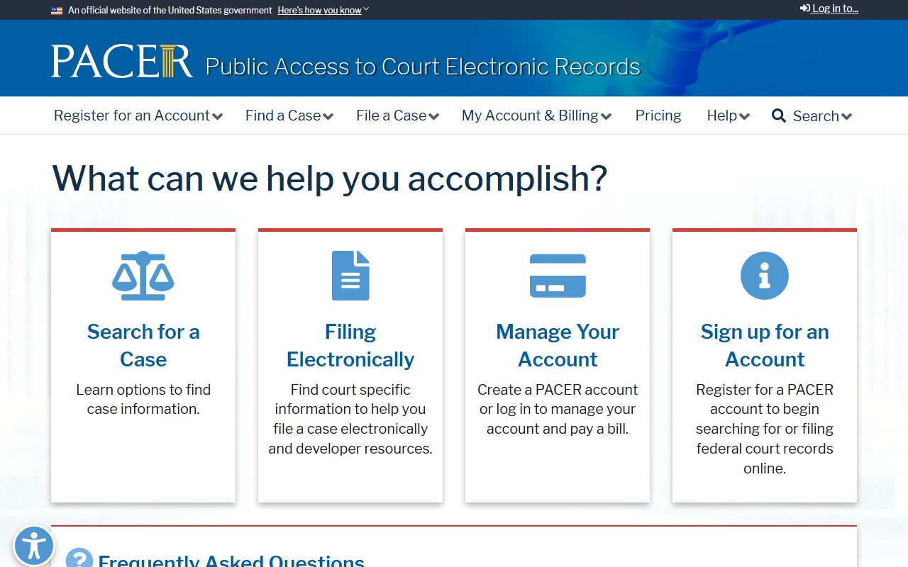PACER federal court records portal used for Canyon County federal cases